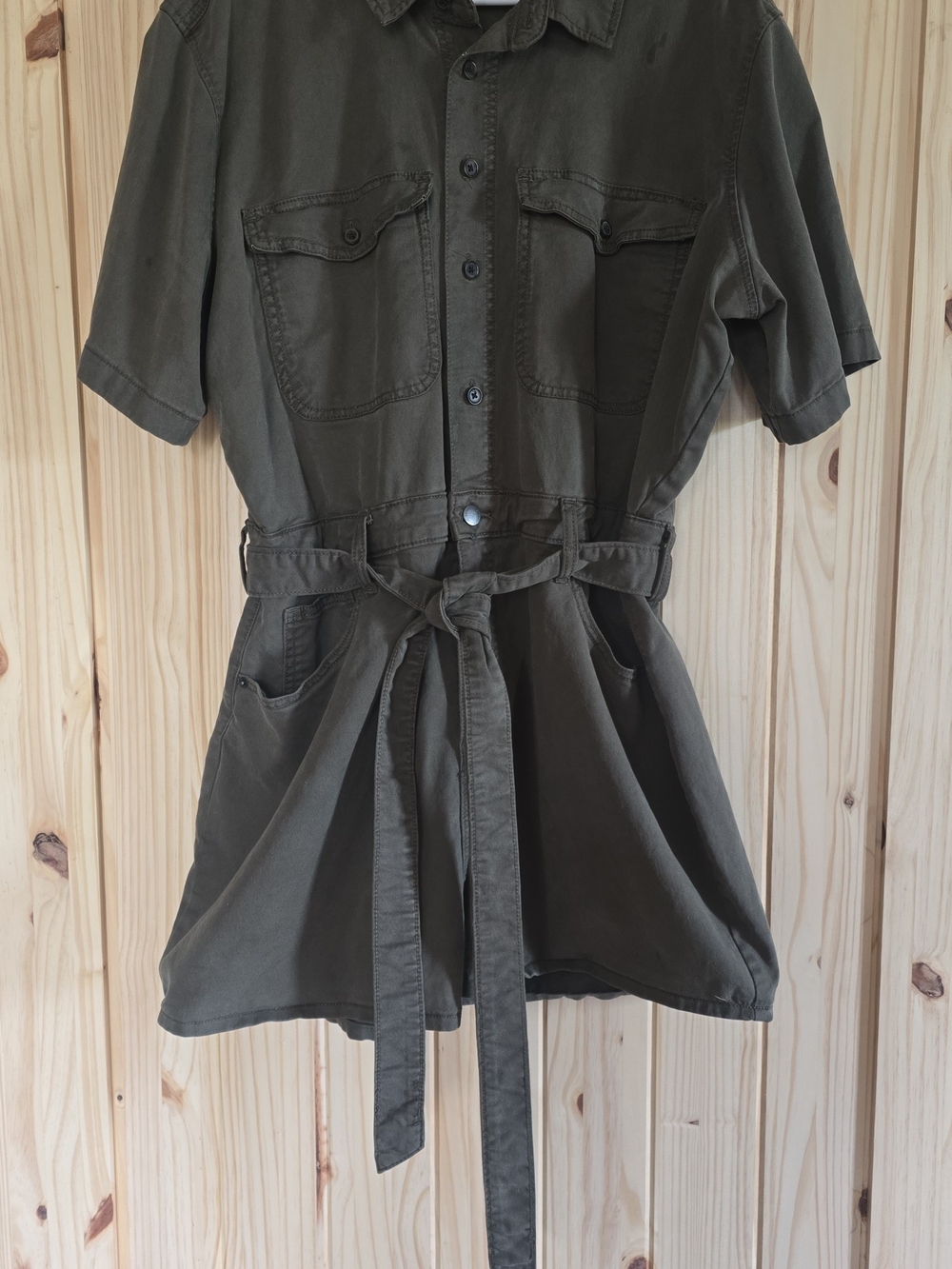 Universal Thread olive green utility romper.